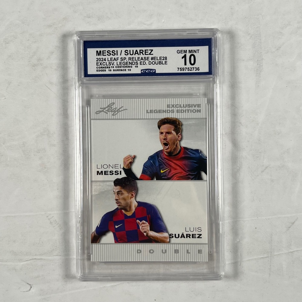 2024 Leaf Lionel Messi Luis Suarez Exclusive Legends Double CCG 10 Gem Mint